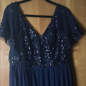 Elegant Navy Sequin Dress